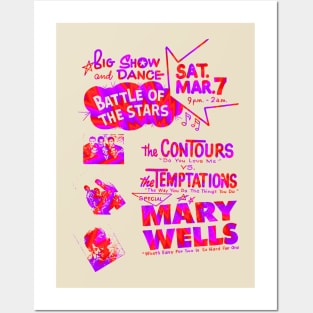 The Temptations , Contours , Mary Wells concert graphic Posters and Art